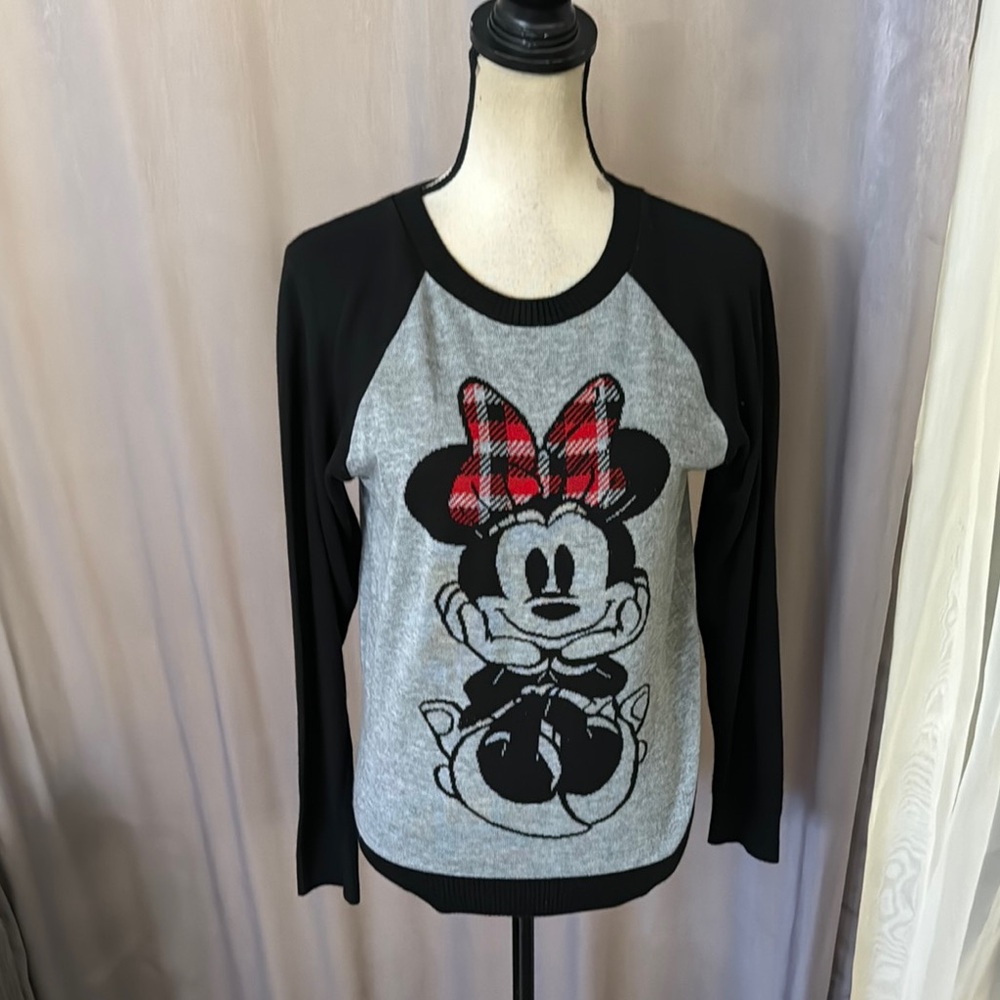 Disney Black and Gray Minnie Mouse Sweatshirt